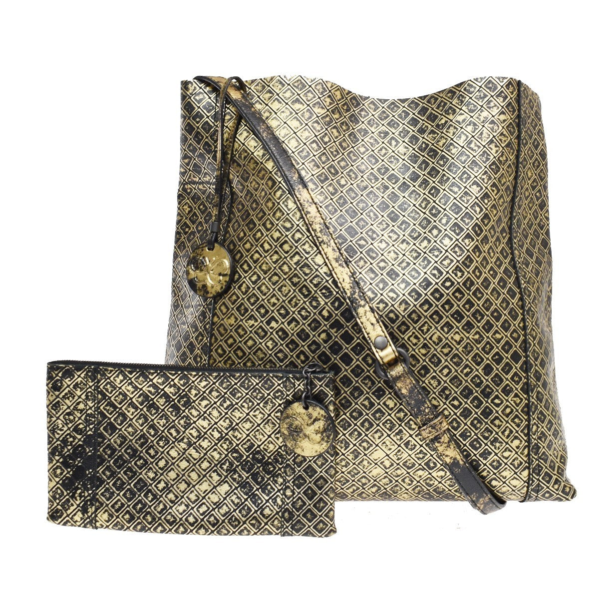 Bottega Veneta Messenger Butterfly Intrecciomirage Intarsio Leather, Gold, Leather, Handbag