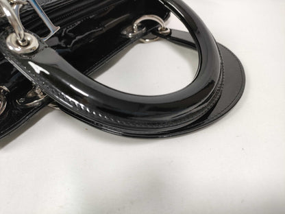 Christian Dior Lady Dior Patent, Black, Patent Leather, Handbag