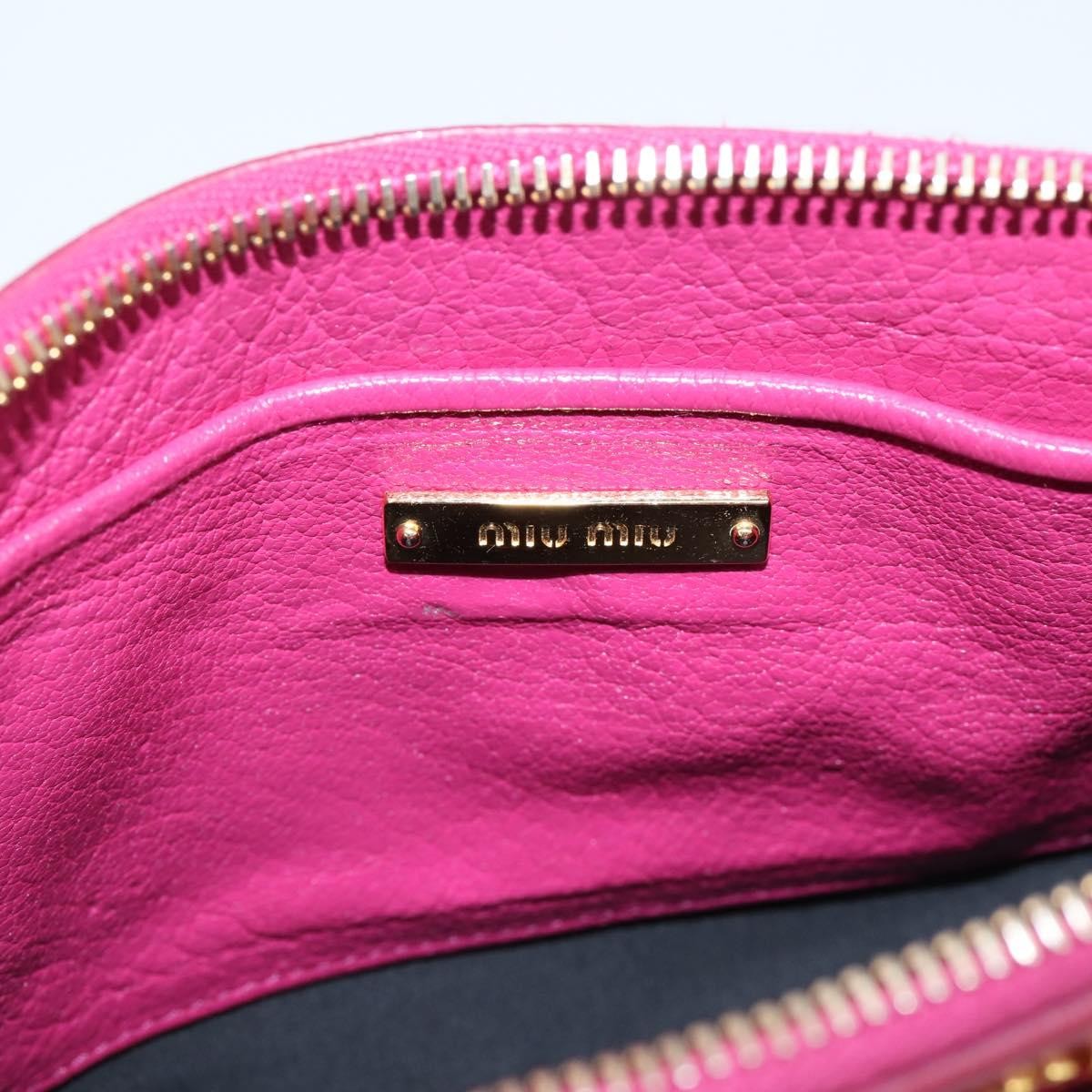 Miu Miu Madras Double Zip Leather, Pink, Leather, Crossbody Bag