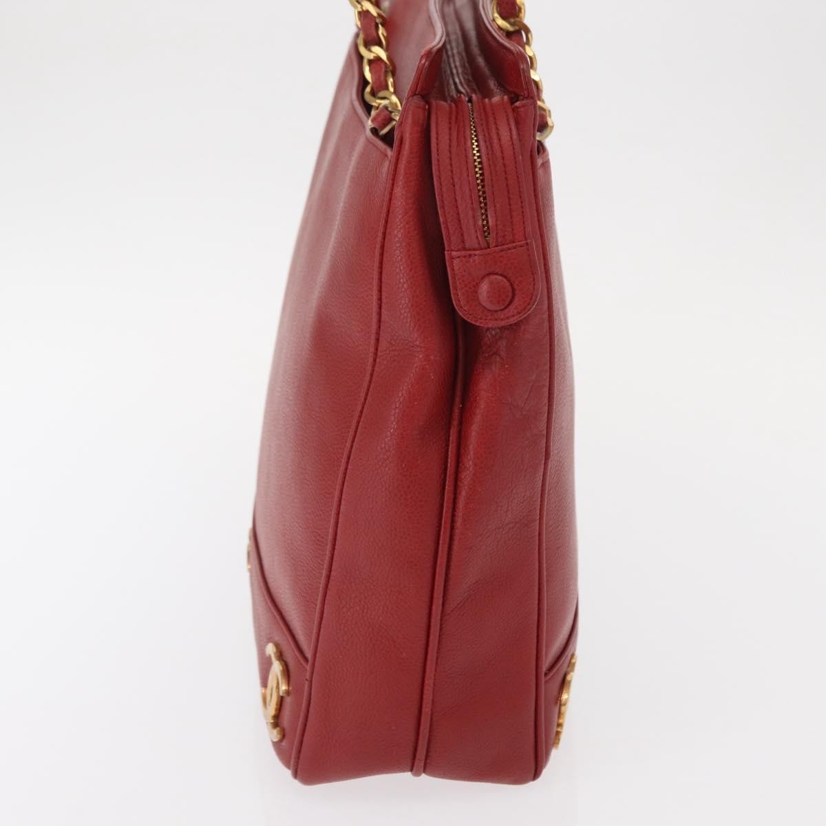 Chanel Vintage Metal CC Caviar, Red, Leather, Shoulder Bag