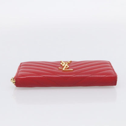 Saint Laurent Loulou Zip Around Matelasse Chevron Leather, Red, Leather, Wallet