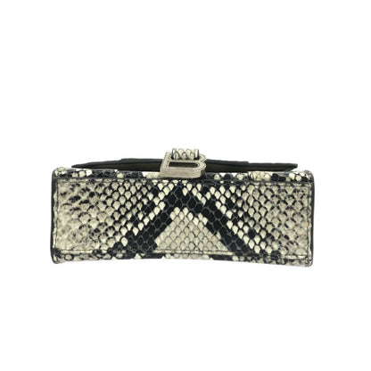 Balenciaga Hourglass Top Handle Crocodile Embossed Leather, Gray, Calfskin, Handbag
