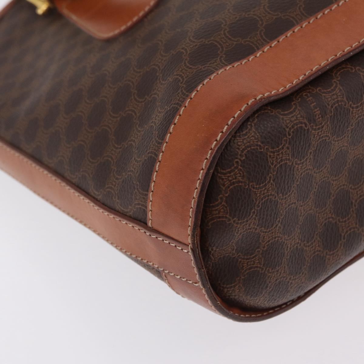 Celine Vintage Macadam Shopper Coated Canvas, Brown, Canvas, Tote Bag