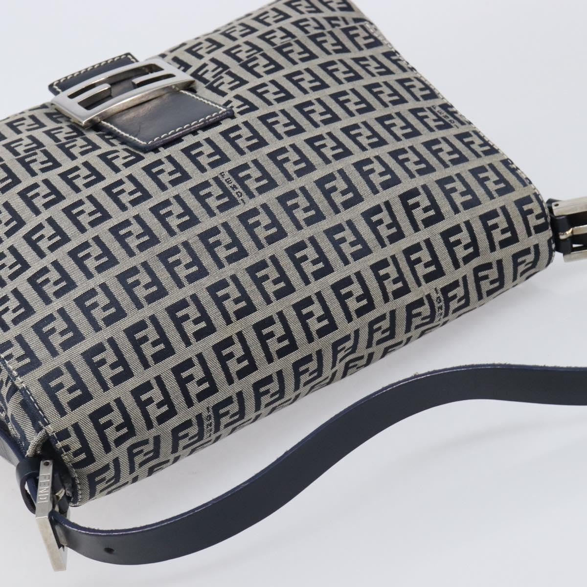 Fendi Zucchino Canvas Mamma Baguette Canvas, Navy, Canvas, Shoulder Bag