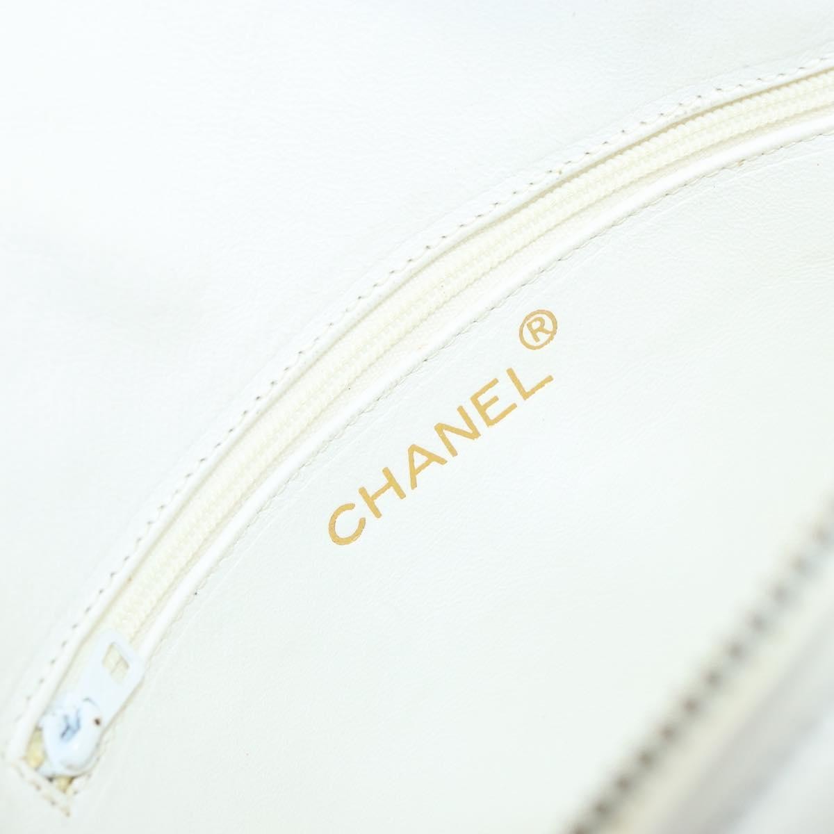Chanel Vintage Diamond Tassel Quilted Lambskin, White, Leather, Crossbody Bag