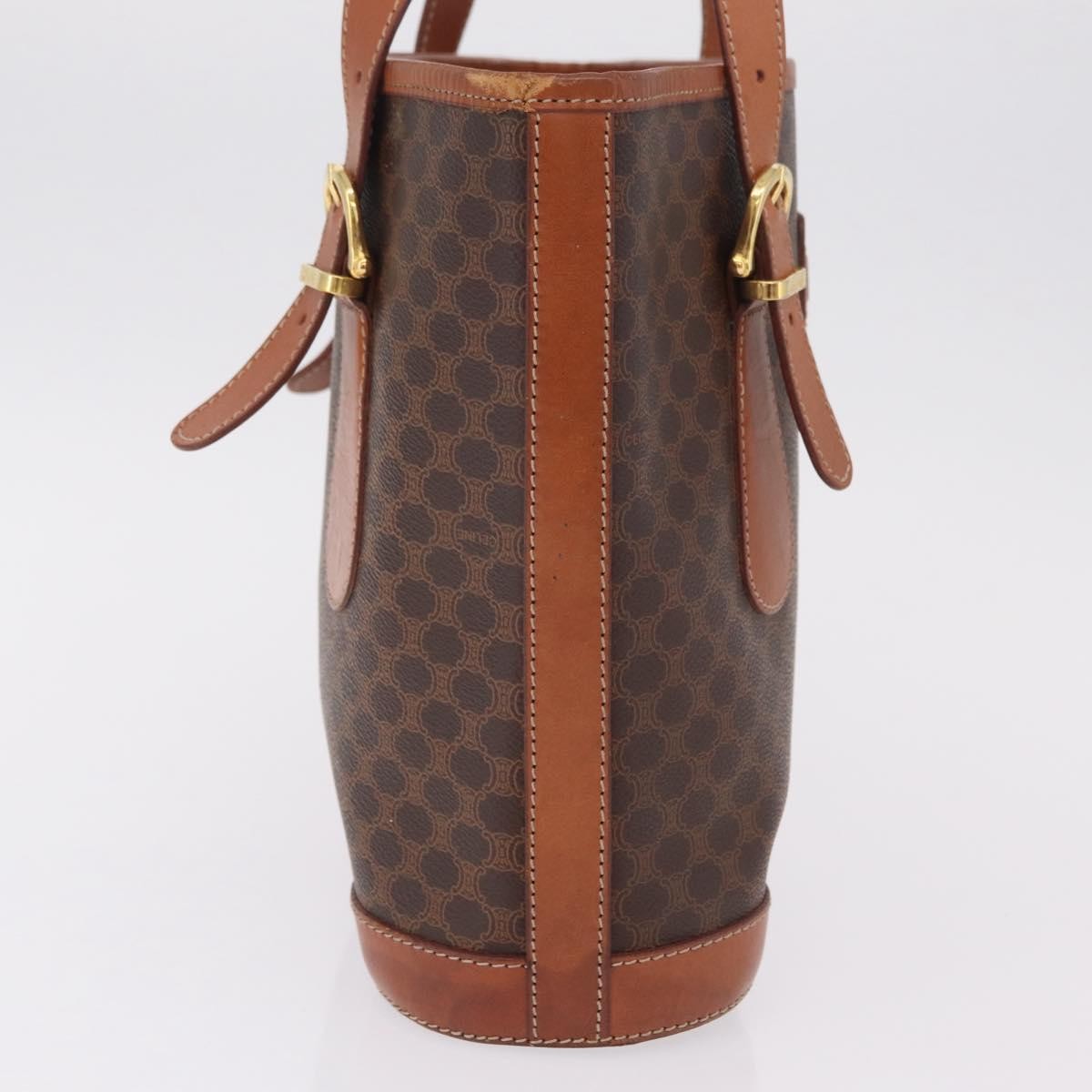 Celine Vintage Macadam Shopper Coated Canvas, Brown, Canvas, Tote Bag