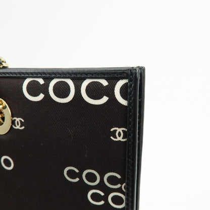 Chanel Vintage Coco Chain Shopping Printed Canvas, Black, Canvas, Tote Bag
