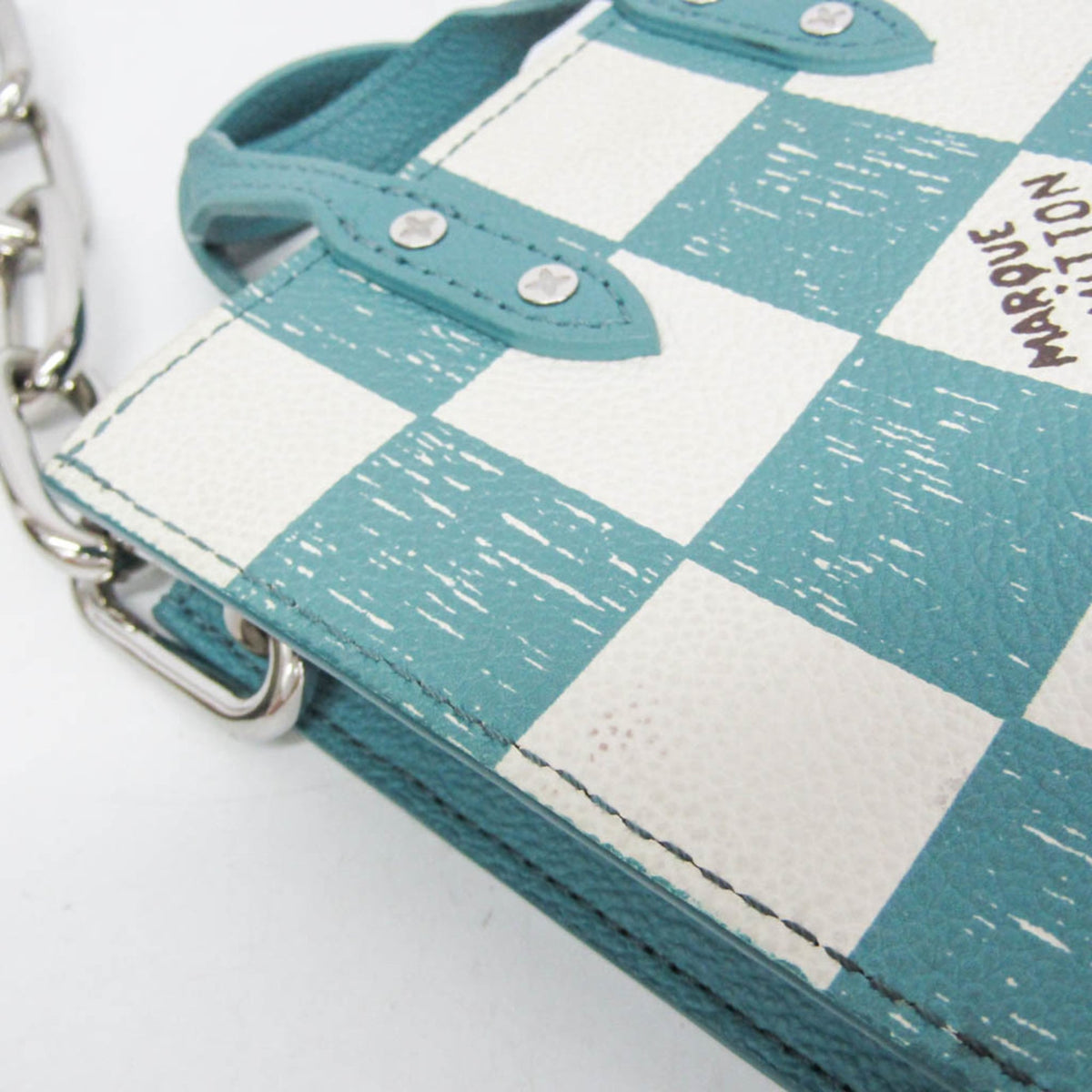 Louis Vuitton Sac Plat Limited Edition Marque Deposee Damier Giant, Turquoise, Canvas, Handbag