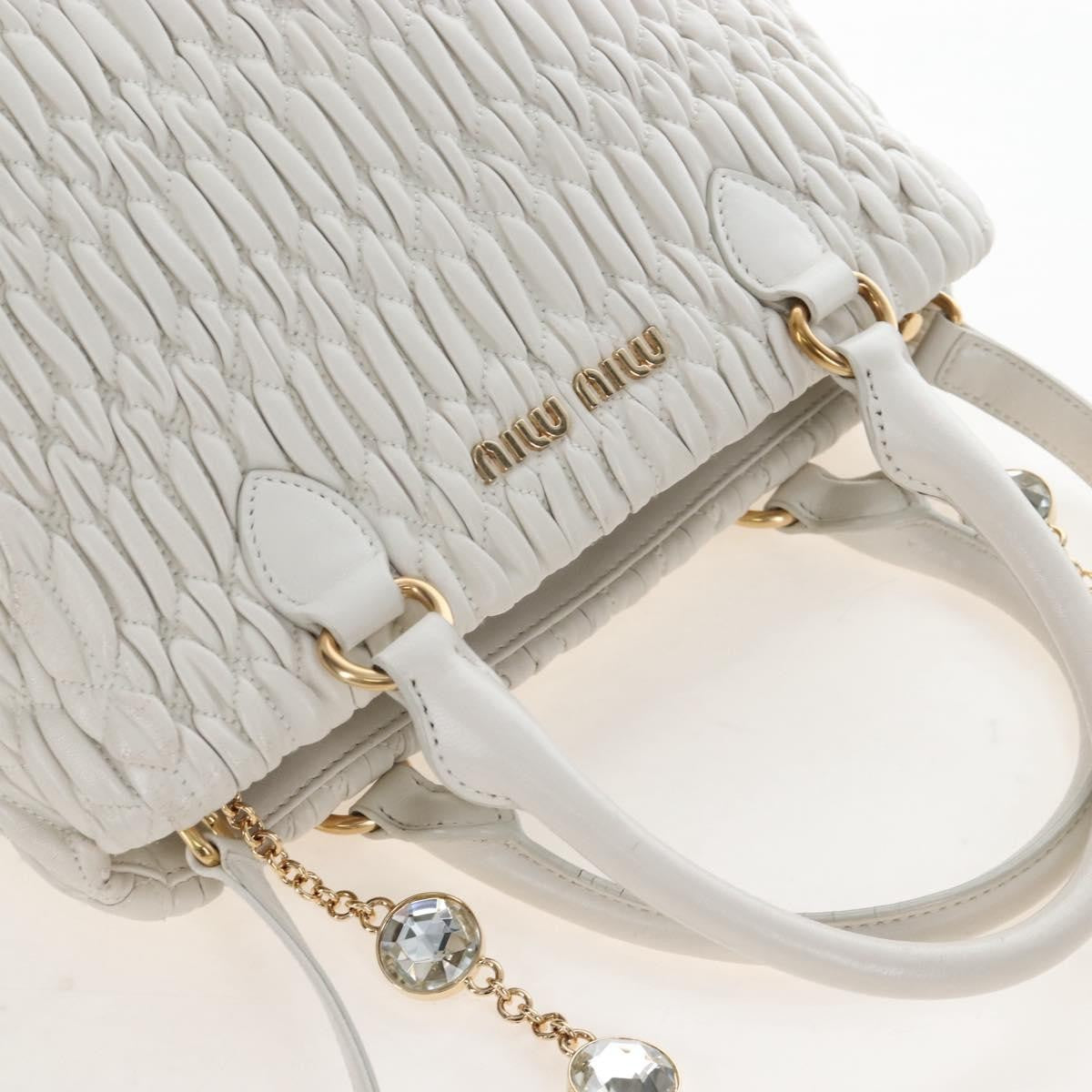 Miu Miu Crystal Convertible Matelasse Leather, White, Leather, Tote Bag