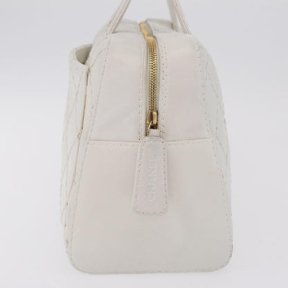 Chanel Vintage CC Zip Around Bowler Quilted Caviar, White, Leather, Handbag