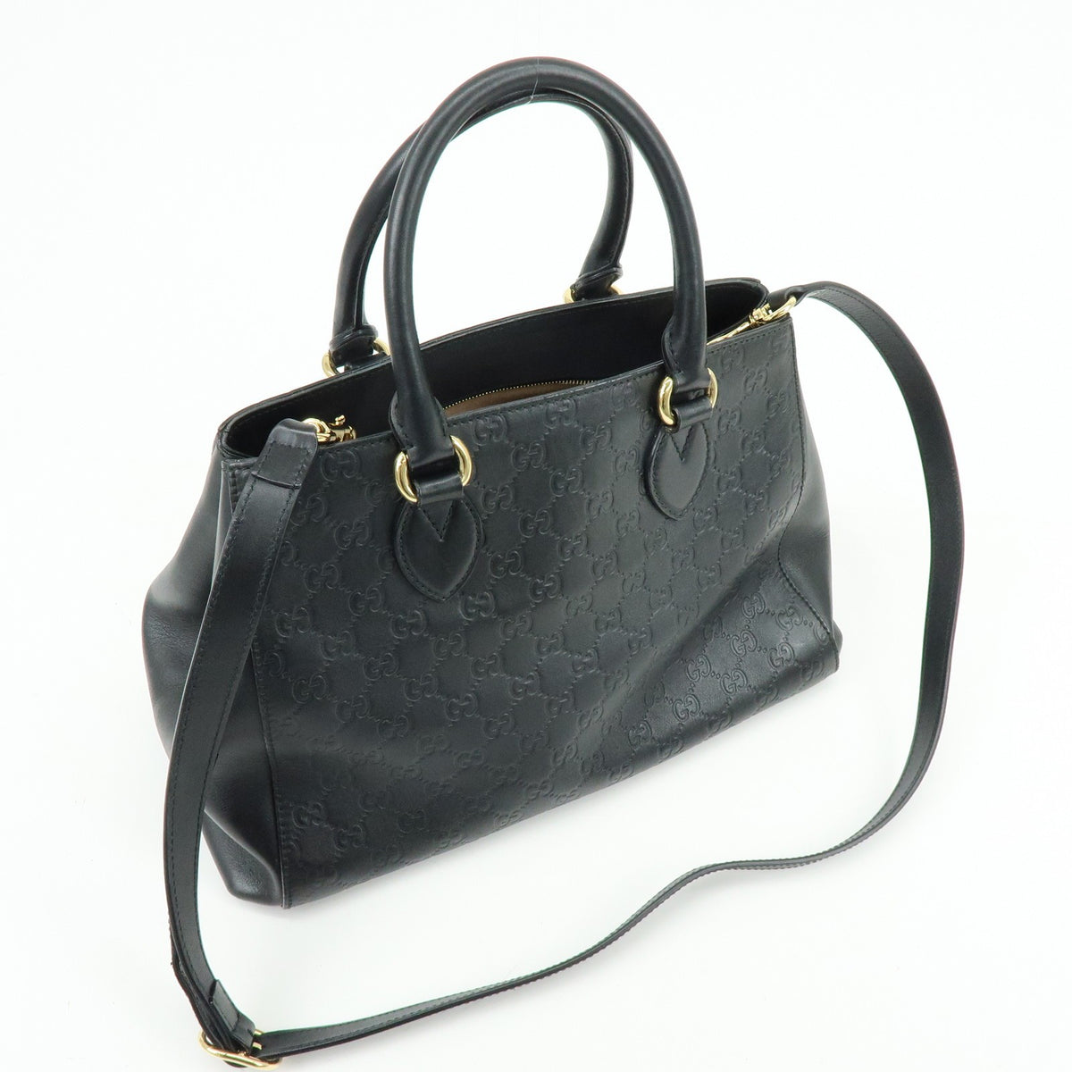 Gucci Soft Signature Convertible Top Handle Guccissima Leather, Black, Leather, Handbag