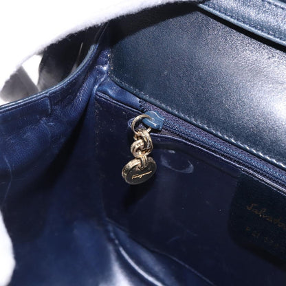 Salvatore Ferragamo Gancini Leather, Navy, Leather, Shoulder Bag