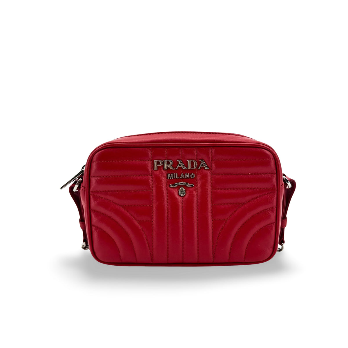 Prada Camera Diagramme Quilted Leather, Red, Leather, Handbag