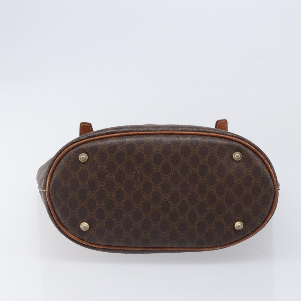 Celine Vintage Macadam Shopper Coated Canvas, Brown, Canvas, Tote Bag