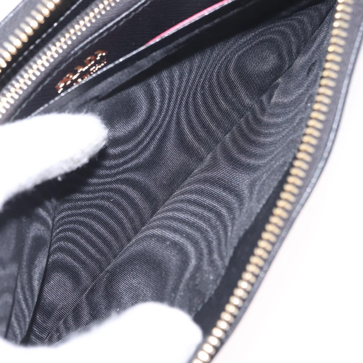 Prada Zip Around Tab Saffiano Leather, Black, Leather, Wallet