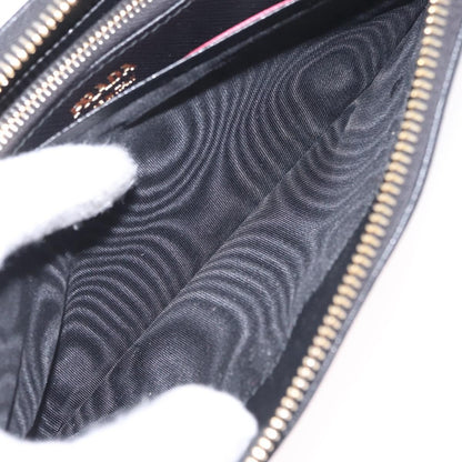 Prada Zip Around Tab Saffiano Leather, Black, Leather, Wallet