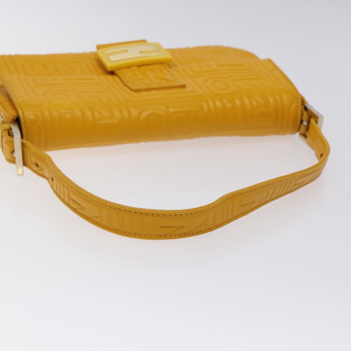 Fendi Baguette NM Bag Zucca Embossed Leather, YELLOW, LEATHER, Shoulder bag
