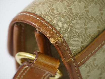 Celine Vintage Macadam Canvas and Leather, Beige, Canvas, Shoulder Bag