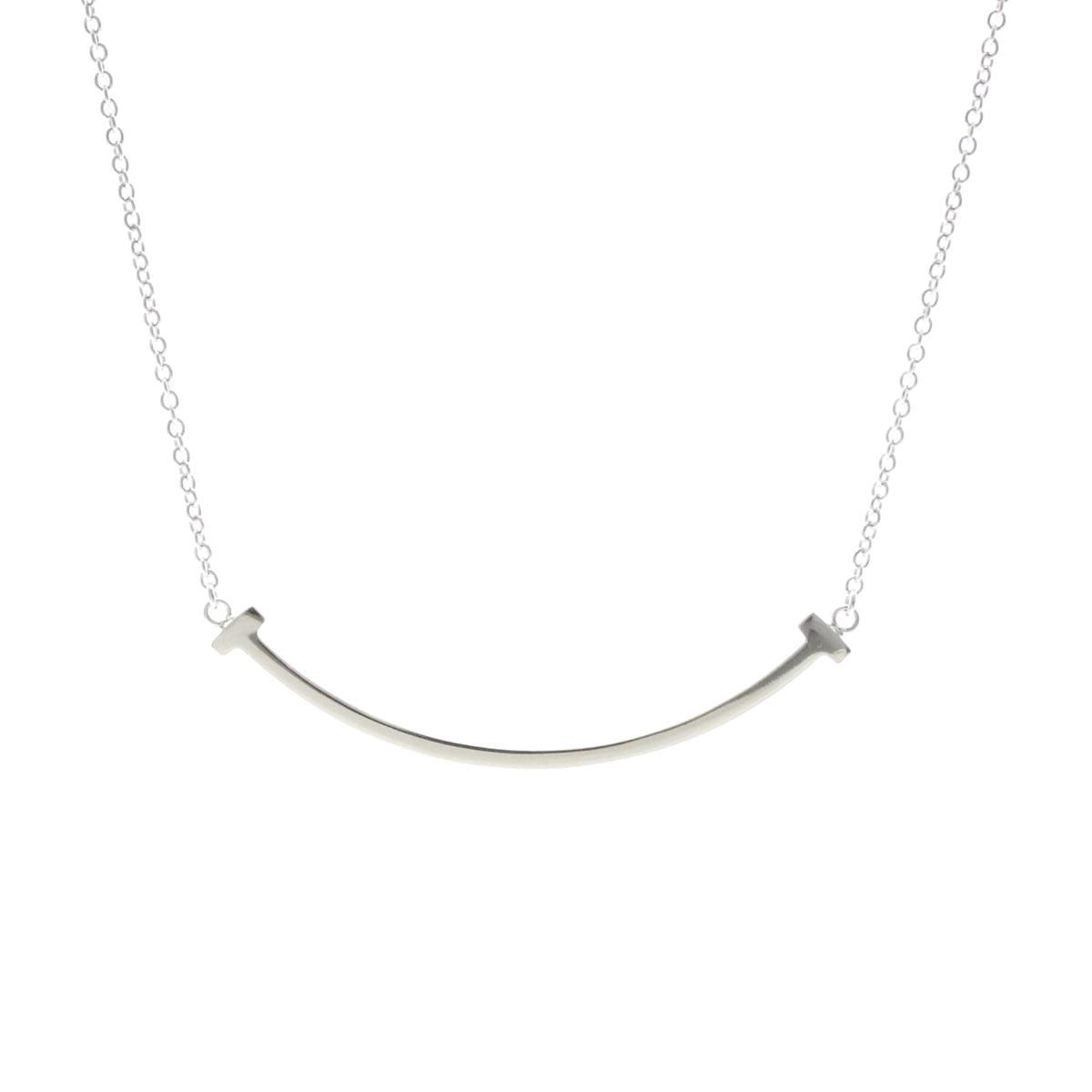 Tiffany & Co. T Smile Pendant 18K White Gold, Silver, White Gold, Necklace