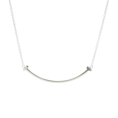 Tiffany & Co. T Smile Pendant 18K White Gold, Silver, White Gold, Necklace