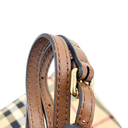 Burberry Peyton Crossbody Clutch Haymarket Coated Canvas, Brown, Canvas, Crossbody Bag