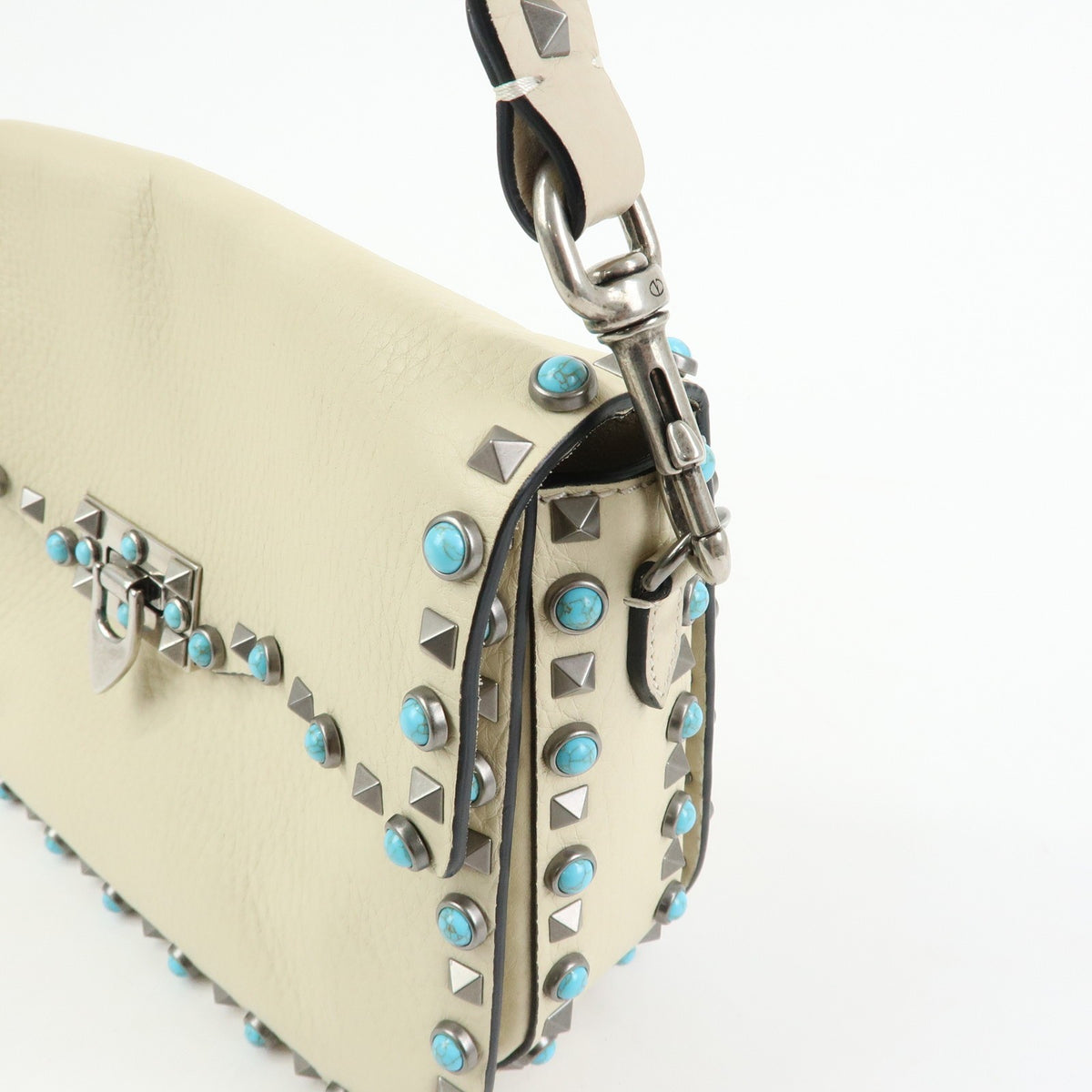 Valentino Garavani Rolling Rockstud Leather with Cabochons, Multicolour, Leather, Crossbody Bag