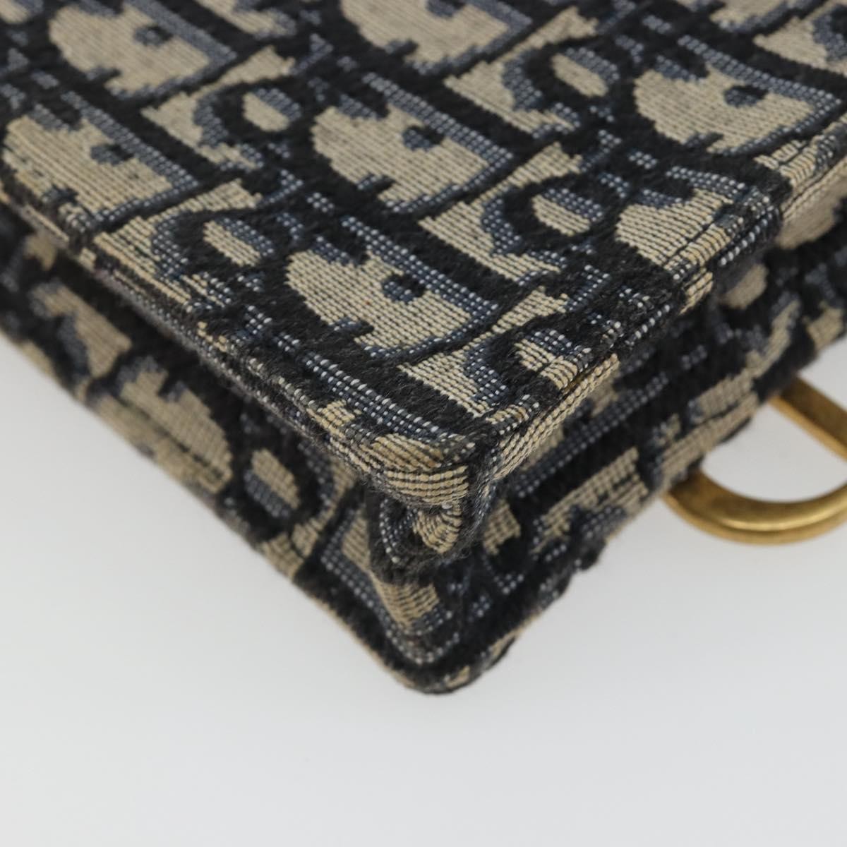 Christian Dior Phone Case Oblique Canvas, Navy, Canvas, Clutch