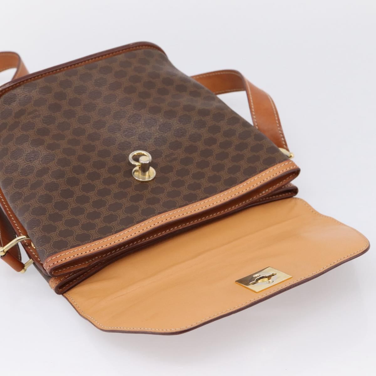 Celine Macadam Leather, Brown, Canvas, Shoulder Bag