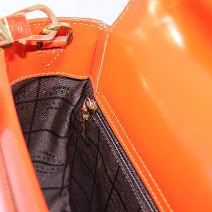 Celine Top Handle Leather, Orange, Leather, Handbag