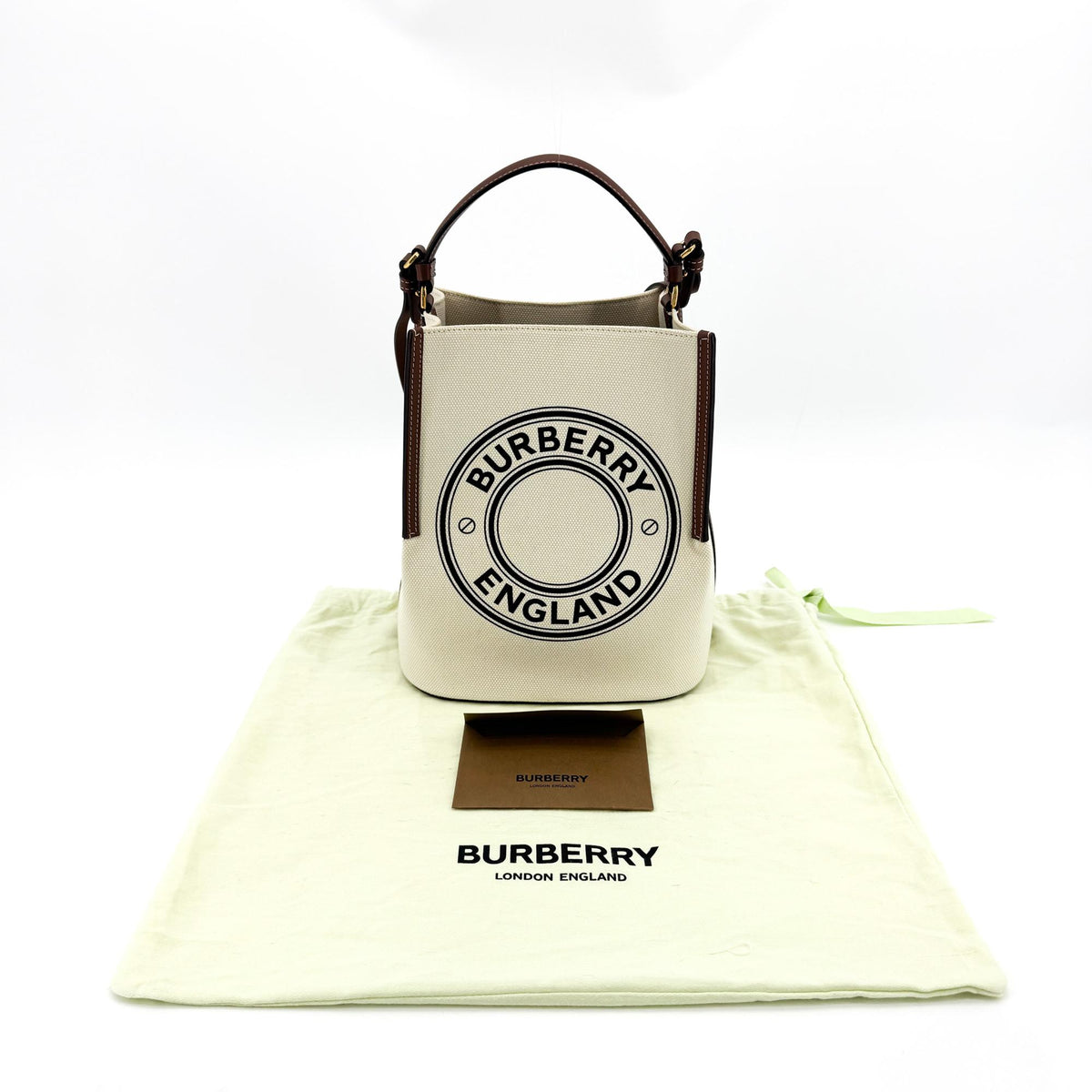 Burberry Peggy Logo Bucket Canvas, Beige, Canvas, Handbag
