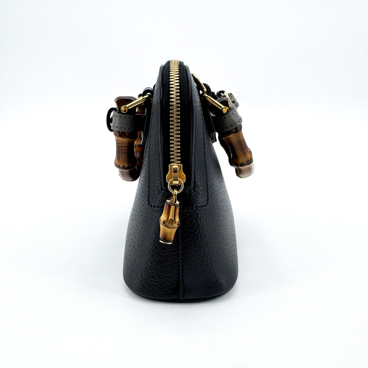 Gucci Diana NM Bamboo Dome Top Handle Leather, Black, Leather, Handbag