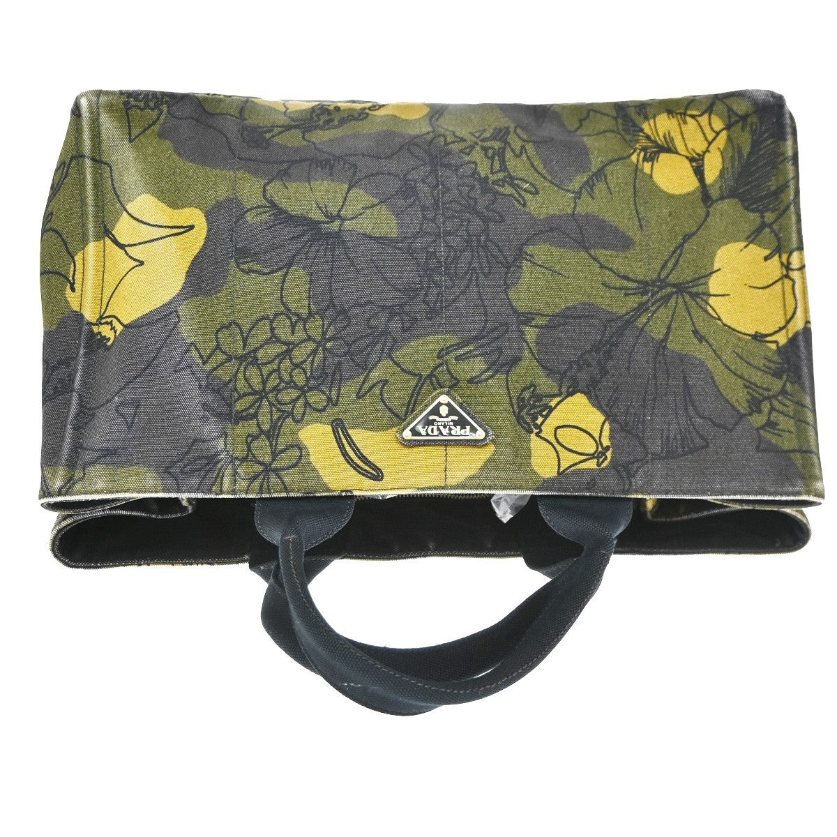 Prada Canapa Printed Canvas, Green, Canvas, Tote Bag