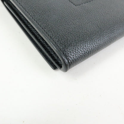 Balenciaga Logo Wallet with Strap Embossed Leather, Black, Leather, Crossbody Bag