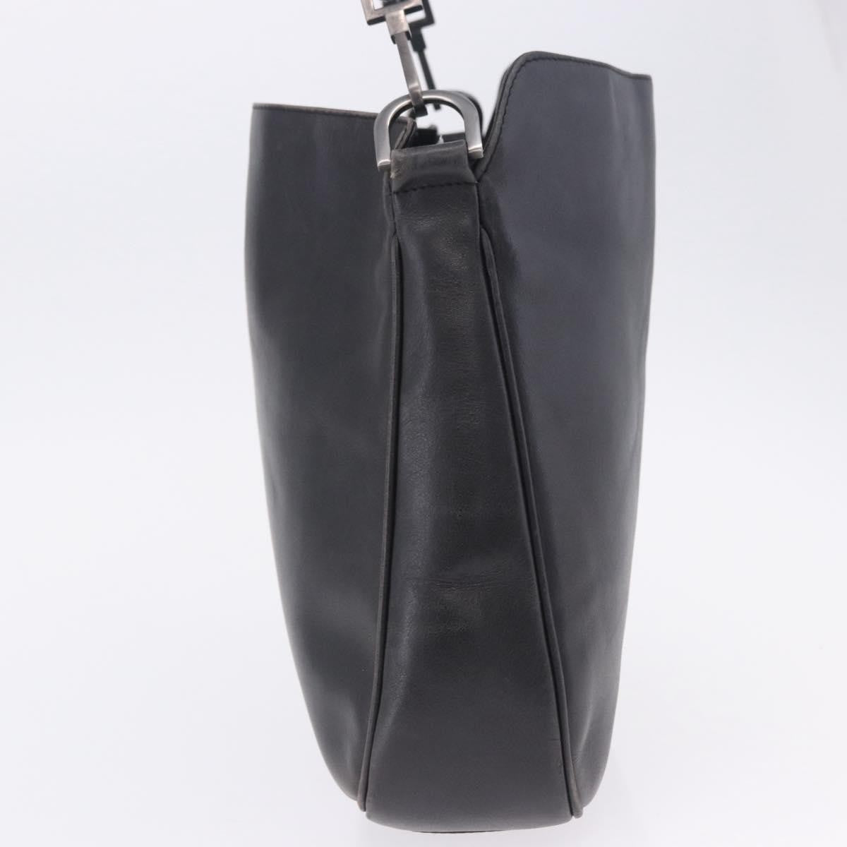 Gucci Vintage Bamboo Handle Open Hobo Leather, Black, Leather, Shoulder Bag