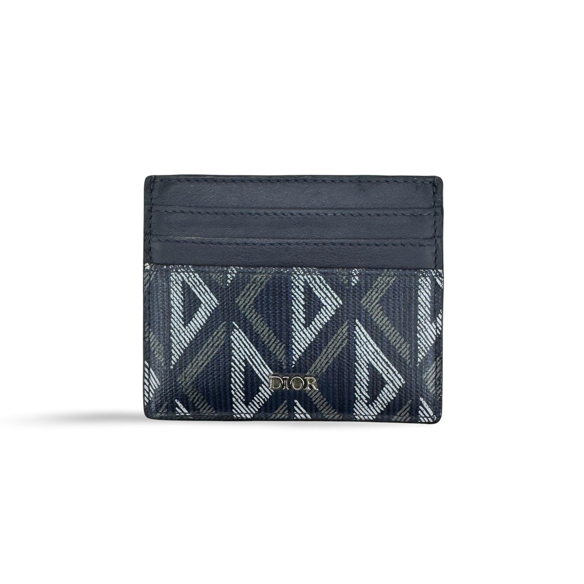 Christian Dior Card Holder Oblique Canvas and Leather, Navy, Canvas, Card Holder
