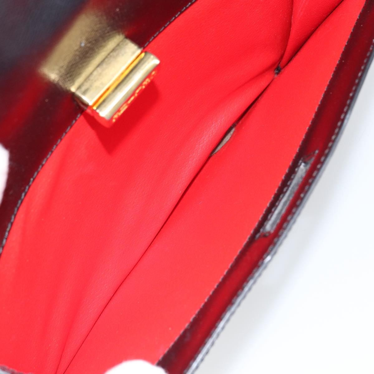 Celine Vintage turn lock shoulder Leather, Black, Leather, Handbag