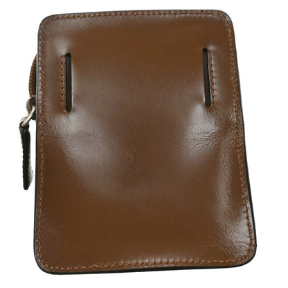 Prada Logo Pouch Leather, Brown, Leather, Clutch