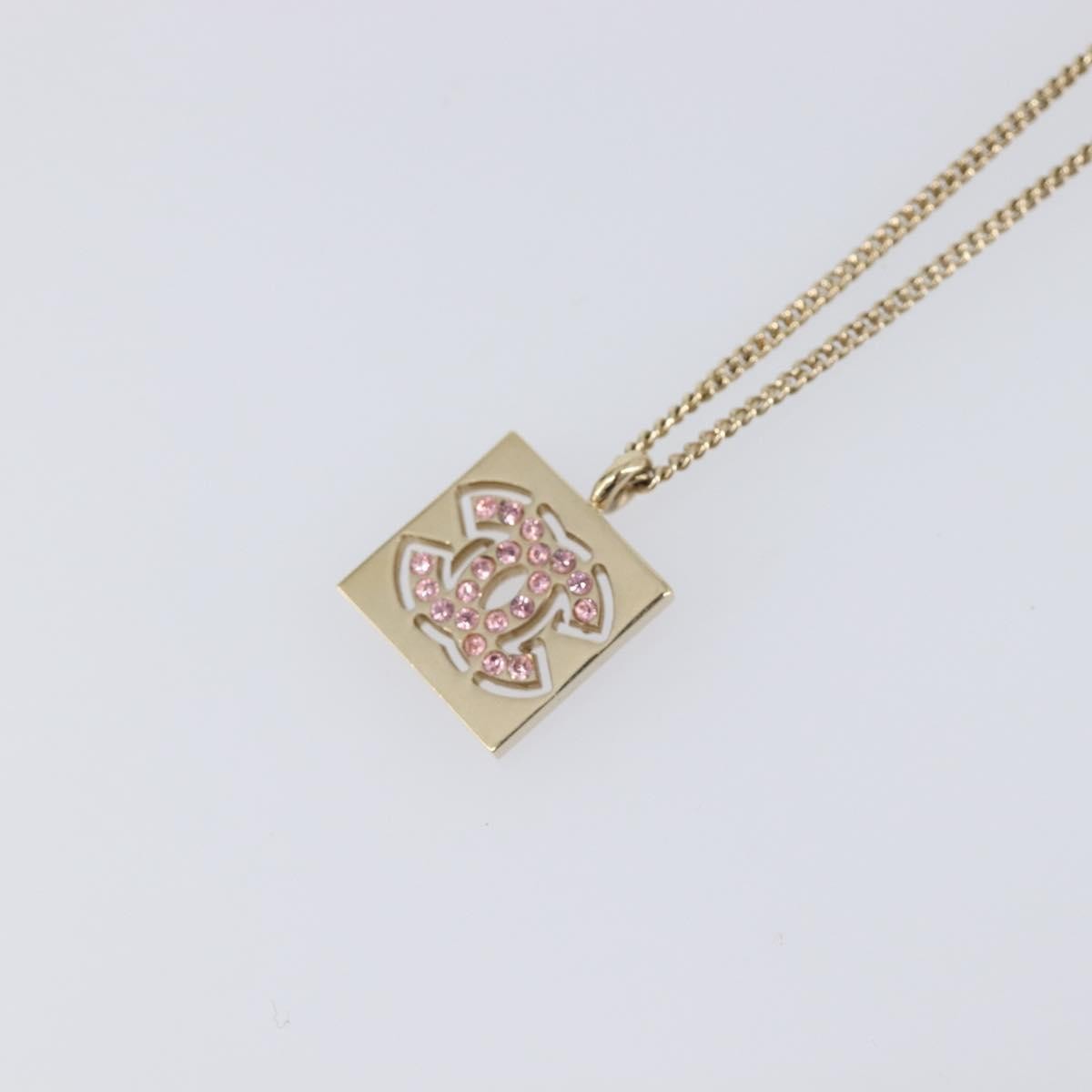 Chanel Square CC Pendant Metal, Gold, Metal, Necklace