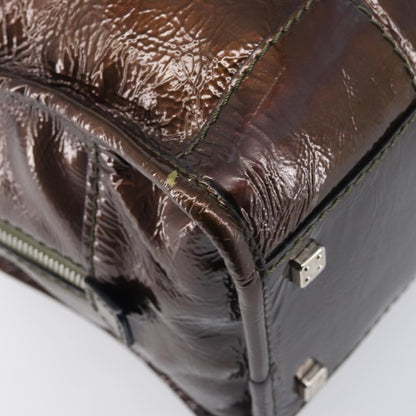 Loewe Amazona Patent, Brown, Patent Leather, Handbag