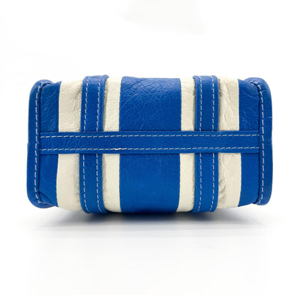 Balenciaga Bazar Striped Leather, Blue, Leather, Tote Bag