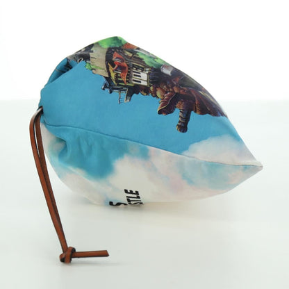 Loewe Paula Drawstring Printed Canvas, Blue, Canvas, Clutch