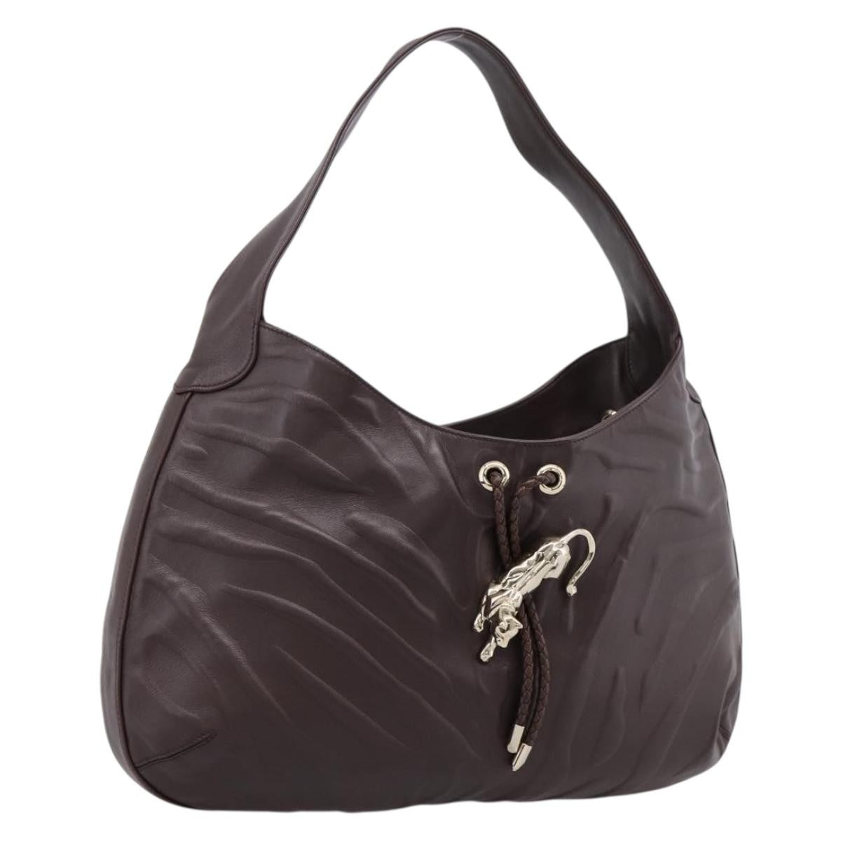 Cartier Panthère Shoulder Leather, Brown, Leather, Shoulder Bag