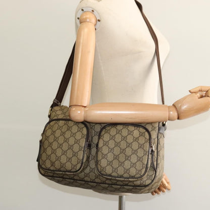 Gucci Double Pocket Messenger GG Coated Canvas, Beige, Canvas, Handbag