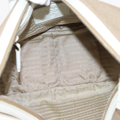 Prada Canapa Hobo Canvas with Leather, Beige, Canvas, Shoulder Bag