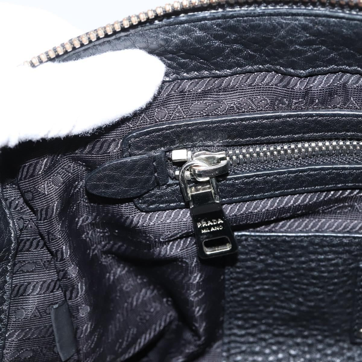 Prada Convertible Zip Satchel Vitello Daino, Black, Leather, Handbag