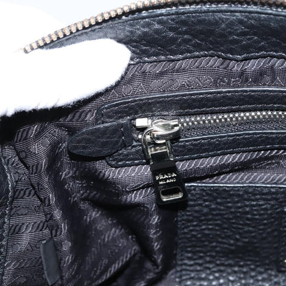 Prada Convertible Zip Satchel Vitello Daino, Black, Leather, Handbag