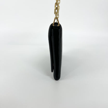 Prada Chain Saffiano Leather, Black, Leather, Crossbody Bag