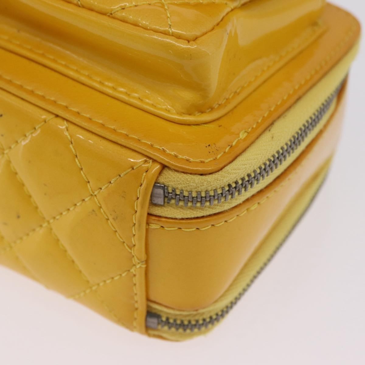 Chanel Pocket Box Camera Case Quilted Patent, Yellow, Patent Leather, Crossbody Bag