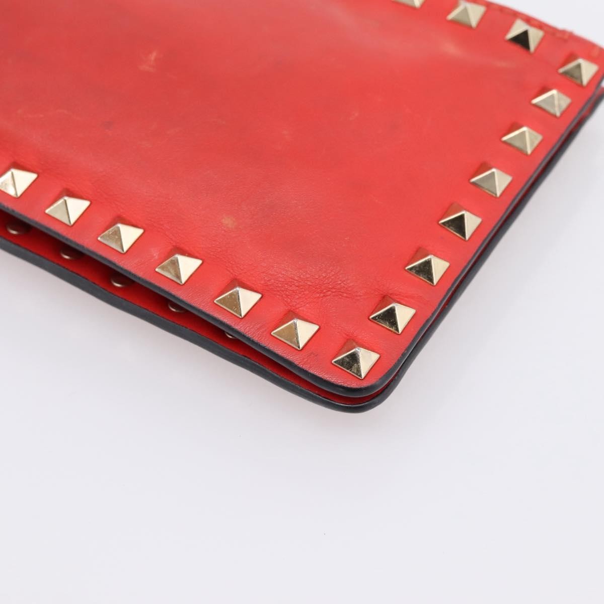 Valentino Garavani Rockstud Clutch Leather, Black, Leather, Clutch