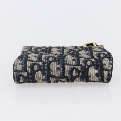 Christian Dior Saddle Card Case Oblique Canvas, Navy, Canvas, Card Holder